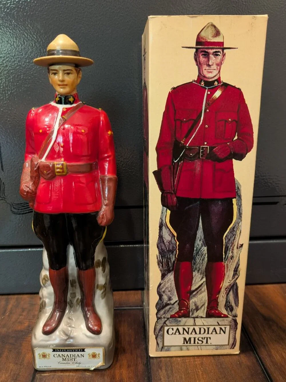 A-1969 Series Canadian Mist Whiskey Mountie Decanter Barton Distillery with Box